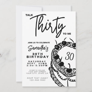 Invitation Trendy Black & White Parler Trente À Moi 30 Annive