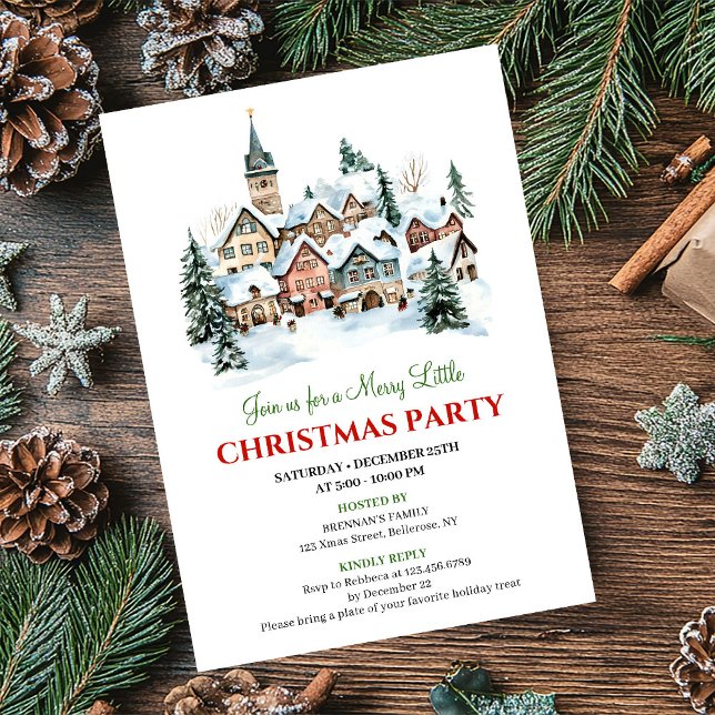 Invitation Trendy cozy Christmas scene festive dinner invites (Trendy cozy Christmas scene festive dinner invitation)