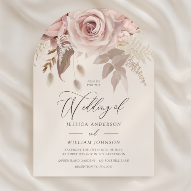 Invitation Trendy Designer Dusty Rose Blush Arch Wedding (Créateur téléchargé)