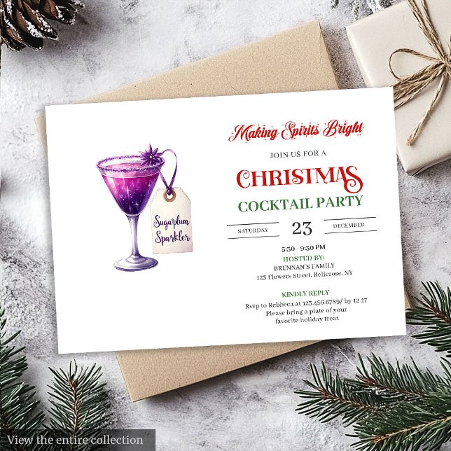 Invitation Trendy editable Christmas cocktails party invite (Trendy editable Christmas cocktails party invitation

)