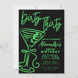 Invitation Trendy Green Dirty Trente 30e anniversaire