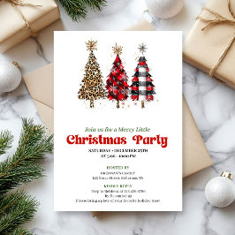 Invitation Trendy leopard and buffalo Christmas tree invite