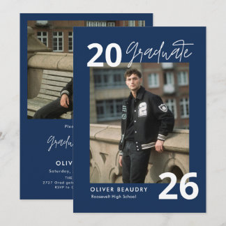 Invitation Trendy Modern Calligraphy Photo Graduation Party I