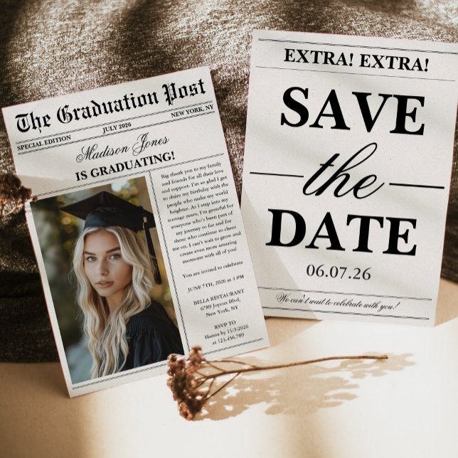 Invitation Trendy Modern Fun Photo Graduation  (Créateur téléchargé)