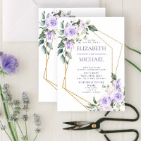 Trendy Or Géométrique Lilac Floral Spring Invitati