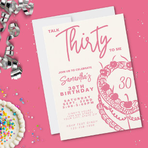 Invitation Trendy Pink Parle Trente à moi 30e anniversaire