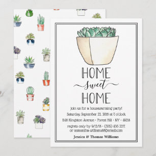 Invitation Trendy Poted Succulent Plante Houseécher Party