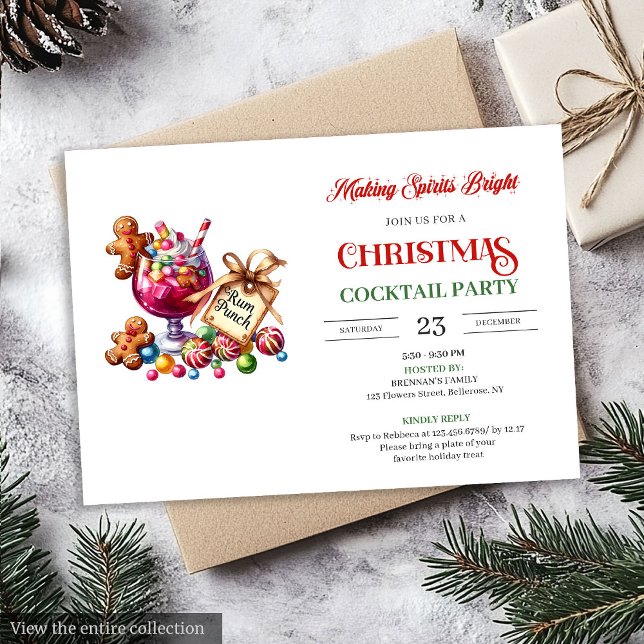 Invitation Trendy printable Christmas cocktails party invites (Trendy printable Christmas cocktails party invitation

)