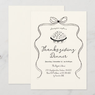 Invitation Trendy Quirky Hand Drake Wavy Pie Thanksgiving