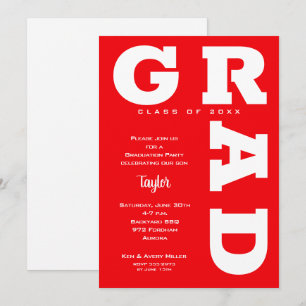 Invitation Trendy Red and White Graduation