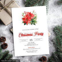 Trendy Red Poinsettia Holiday Party Christmas