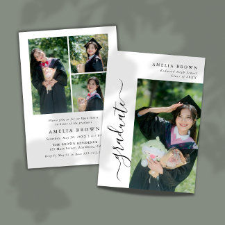 Invitation Trendy Script Modern Casual Photo Graduation