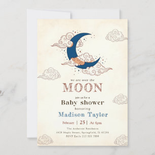 Invitation Trendy Stars Clouds Over the Moon Baby Shower