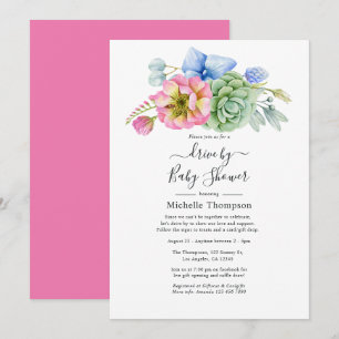 Invitation Trendy Succulent Floral Drive Par Douche