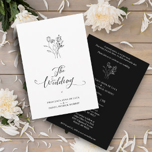 Invitation Trendy Wildflowers Bouquet Wedding Black & White