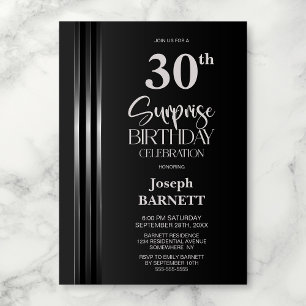 Invitation Trente ans Étonnants Anniversaire Noir Gris Rayé A