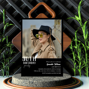 Invitation Trente Black Photo moderne 30e anniversaire invita