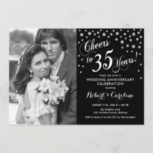 Invitation trente-cinquième Anniversaire avec la photo - noir