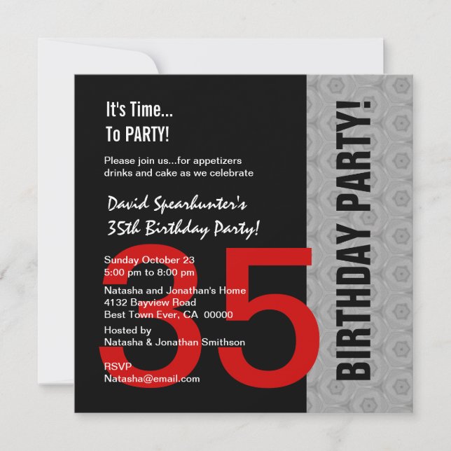 Invitation trente-cinquième Anniversaire ou tout noir argenté (Devant)