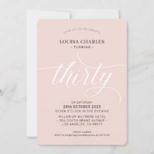 Invitation TRENTE élégant anniversaire chic script rose