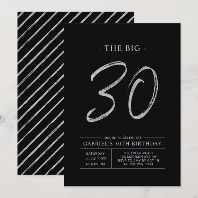 Invitation Trente | Fête de l'Argent et du Noir 30e anniversa (Devant / Derrière)