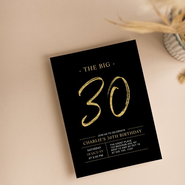 Invitation Trente | Gold & Black 30th Birthday Party (Créateur téléchargé)