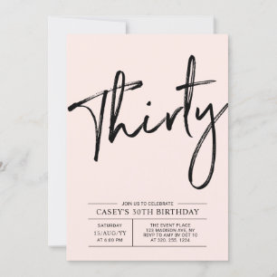 Invitation Trente   Modern Pink 30th Birthday Party