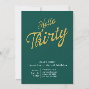Invitation Trente Or Vert moderne 30e anniversaire