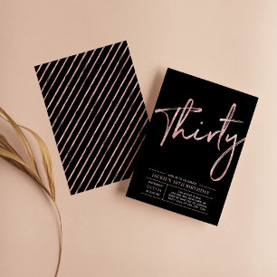 Invitation Trente   Rose Gold & Black 30 ans Fête d'anniversa