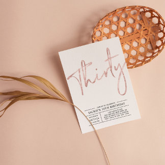 Invitation Trente | Rose Gold Moderne Fête d'anniversaire 30 