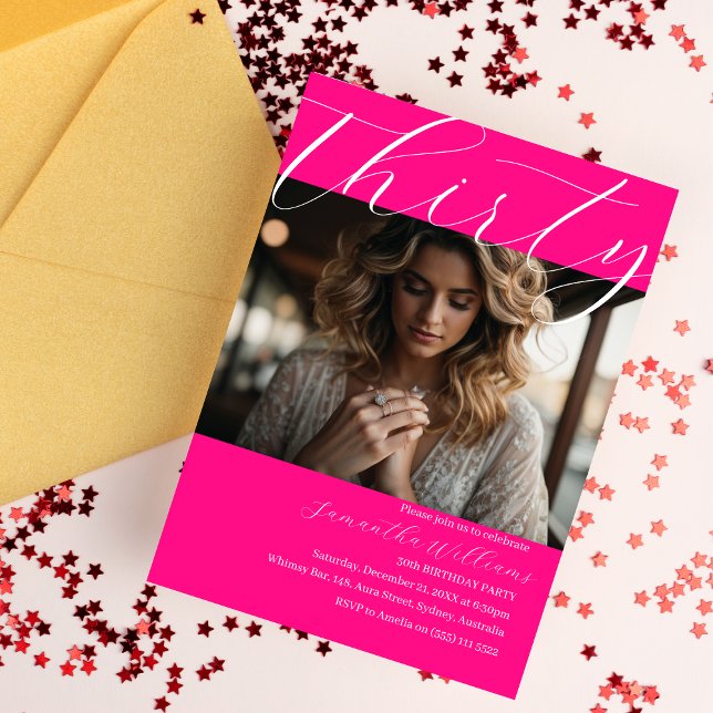 Invitation Trente rose moderne Photo 30e anniversaire invitat (Créateur téléchargé)