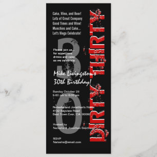 Invitation TRENTE SALE Fête d'anniversaire Noir Blanc Rouge G