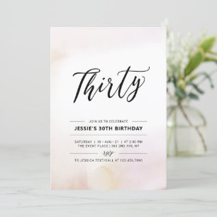 Invitation Trente   Trentième Anniversaire Minimaliste Aquare