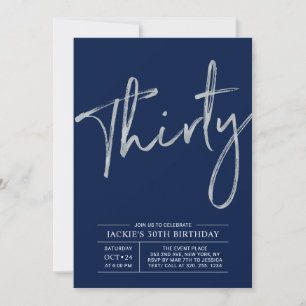 Invitation Trente Trentième Anniversaire Moderne Argent et