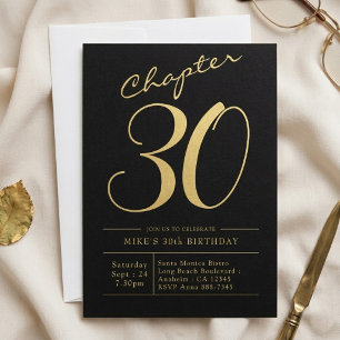 Invitation Trentième Anniversaire de Mari 30 Ans Fête Noir Or
