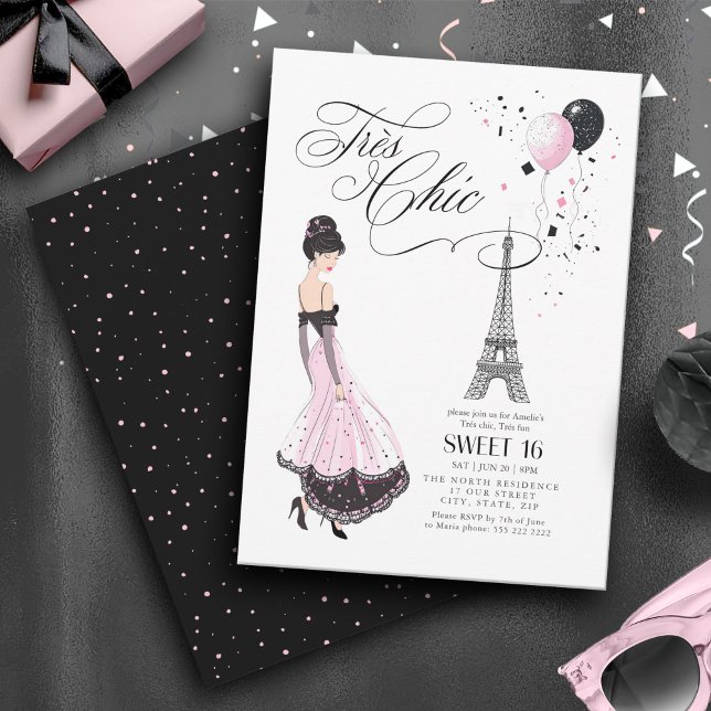 Invitation Trés Chic Parisian Sweet 16 ID1162 (Créateur téléchargé)