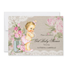 Très démodé dentelle floral Fille Baby Shower Blon
