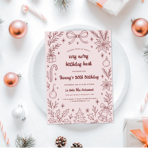 Invitation Très joyeuse fête d'anniversaire Fête de Noël