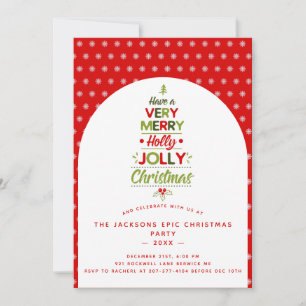 Invitation Très Joyeux Holly Jolly Christmas Tree Texte perso