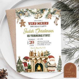 Invitation Très Joyeux Père Noël et Elf Noël fête d'anniversa