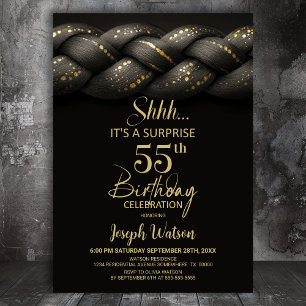 Invitation Tresse d'or gris Surprise 55e anniversaire fête
