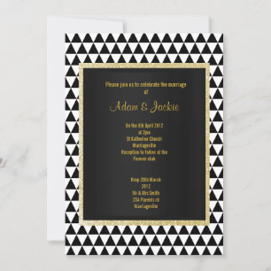 Invitation Triangle noir blanc motif or moderne mariage