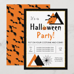 Invitation Triangles chauves-souris et araignée adulte Hallow