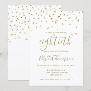 Invitation Triangles de confettis dorés pour une fête d'anniv