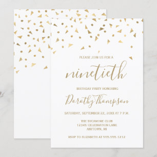 Invitation Triangles de confettis dorés pour une fête d'anniv