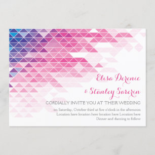Invitation Triangles géométriques roses mariage moderne