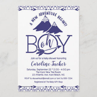 Invitation Tribal Adventure Baby Boy Douche
