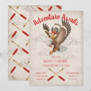 Invitation Tribal Adventure Indian Birday Party