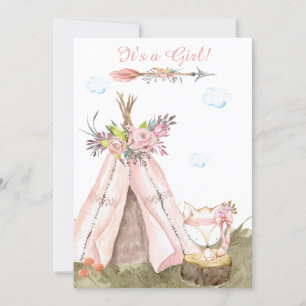 Invitation *~* Tribal Teepee Boho Woodland Forest Girl Fox