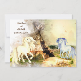 Invitation Tribal Tipi et Chevaux en Amour Boho Teepee Mariag